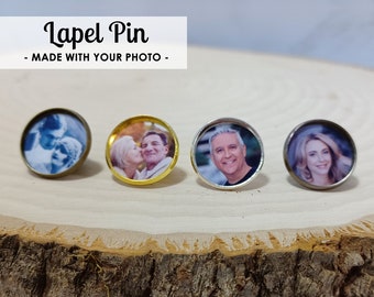 Custom Photo Lapel Pin- Memorial Lapel Pin- Photo Tie Tack- Wedding Lapel Pin- Groom Lapel Pin- Photo Memory Lapel Pin- Wedding Keepsake