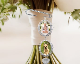 Bouquet Photo Pin- Silver Bouquet Photo Charm Rose Gold- Bouquet Photo Charm Gold- Bouquet Picture Pin- Bouquet Rememberance Charm- Bride