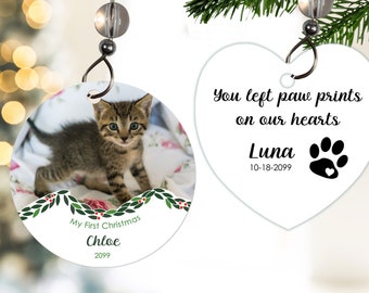 Cat Christmas Ornament- Personalized Cat Ornament- Pet Memorial Ornament- Custom Ornament- Pet Ornament- Pet Christmas Ornament Cat Memorial