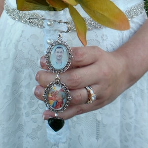 BRIDAL bouquet charm, walk with me today always, REMEMBRANCE jewelry,  BRIDAL bouquet photo charm, Forever in my heart, photo pendant, Bride