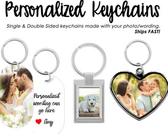 Photo Keychain- Photo Key Chain- Double Sided Photo Keychain- Custom Photo Keychain- Photo Keyring- Personalized Photo Keychain