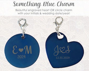 Something Blue Charm For Bride- Bride Something Blue Gift- Something Blue Bouquet Charm- Something Blue Charm- Something Blue Gift