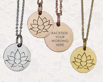 Personalized Lotus Necklace, Lotus Flower Necklace, Lotus Pendant Necklace, New Beginnings Necklace, Divorcee Gift, Breakup Gift