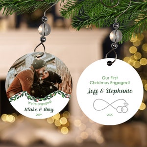 Engagment Ornament- Engagement Christmas Ornament- Just Engaged Ornament- Were Engaged Ornament- She Said Yes Ornament- Personalized Engaged