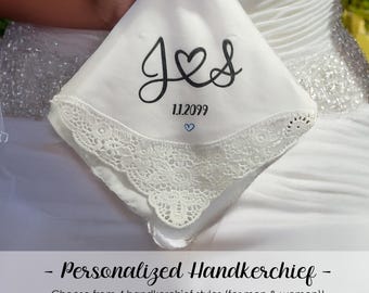 Wedding Initial Handkerchief- Personalized Handkerchief- Wedding Handkerchief- Groom Handkerchief from Wife- Groom Hanky- Groom Hankerchief