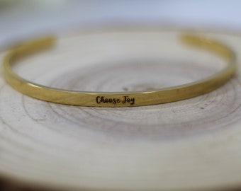 Choose Joy Bracelet- Choose Joy Cuff Bracelet- Choose Joy Jewelry- Gold Or Silver Choose Joy Skinny Stacking Bracelet