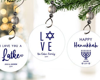 Personalized Hanukkah Ornament- Hanukkah Decor- Love You A Latke Ornament- Happy Hanukkah- Jewish Christmas Ornament- Hanukkah Gifts