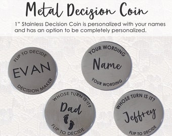 Personalized Decision Coin Metal- Couples Decision Coin- Couples Decision Flip Coin- Decision Coin Couple- Metal Decision Coin