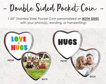 Double Sided Pocket Hug- Pocket Hug Token- Sending A Hug Gift- Send A Hug Gift- Sending Love and Hugs- Pocket Hug Heart- Pocket Hug Coin