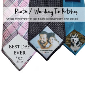 Photo Patch for Tie- Tie Photo Patch- Tie Photo Wedding- Wedding Tie Patch- Dad Tie Patch Wedding- Groom Tie Patch- Tie Photo Sticker