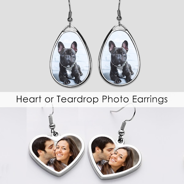 Photo Earrings- Pet Earrings- Dog Earrings- Cat Earrings- Picture Earrings- Photo Earrings