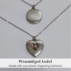 Silver Heart Locket- Engraved Locket Necklace- Locket with Photo- Personalized Locket- Locket with Picture- Photo Locket- Picture Locket