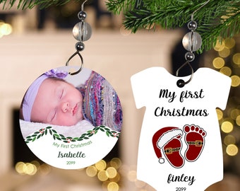 Babys First Christmas Ornament Personalized- Babys First Christmas Ornament Photo- Babys 1st Christmas Ornament Personalized- Deer Ornament