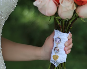 Personalized Wedding Bouquet Photo Charm- Wedding Bouquet Charm- Bouquet Charm- Personalized Memorial Charm- Memorial Bridal Charm
