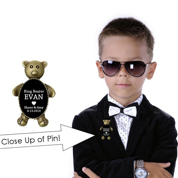 Ring Bearer Pin- Ring Bearer Gift- Ring Bearer Bear- Ring Bearer Keepsake