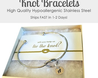 Will You Help Me Tie the Knot- Knot Bracelet Bridesmaid- Bridesmaid Proposal Bracelet- Will You Be My Bridesmaid- Silver/Gold Knot Bracelet