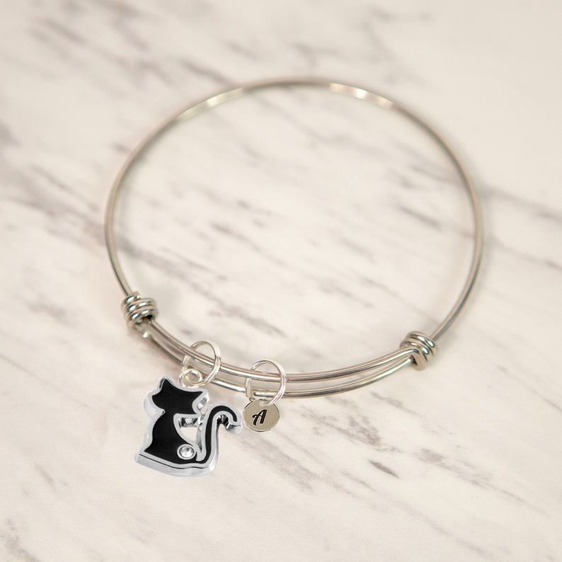 Cat Bracelet Cat Bangle Bracelet Cat Mom Bracelet Silver Etsy