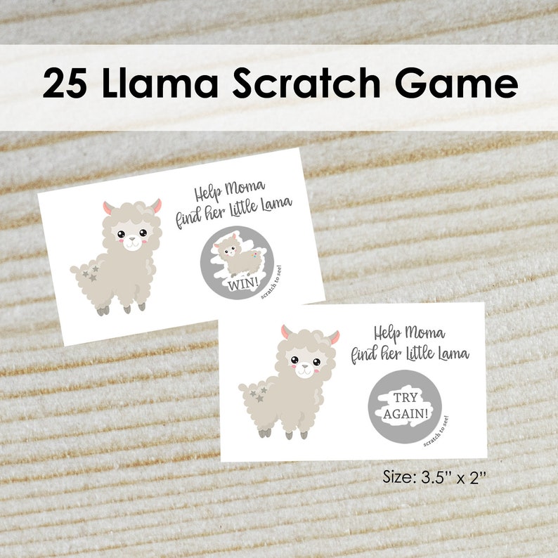 Llama Baby Shower Scratch Off Game 25 Llama Baby Shower Games Llama Baby Shower Game Llama Baby Shower Scratch Off Cards