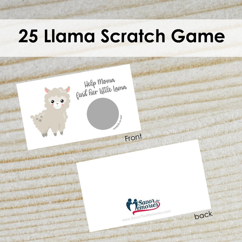 Llama Baby Shower Scratch Off Game 25 Llama Baby Shower Games Llama Baby Shower Game Llama Baby Shower Scratch Off Cards