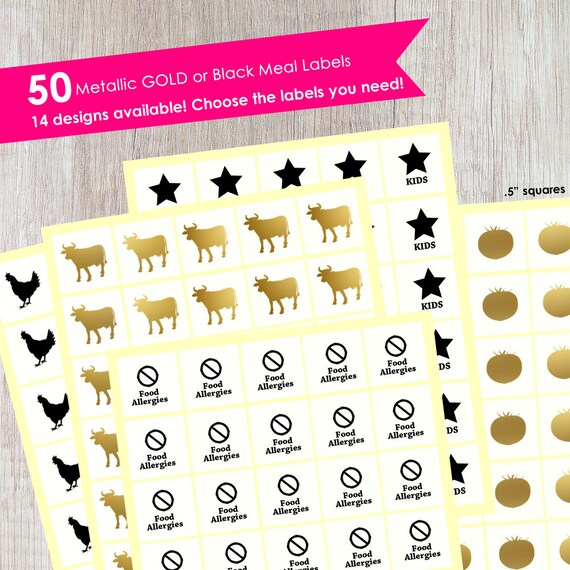 50 Wedding Meal Stickers Place Card Stickers Meal Stickers Etsy