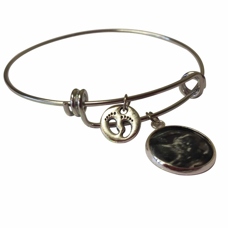 Ultrasound Jewelry Adjustable Charm Bangle Bracelet Sonogram Bracelet Ultrasound Charm Bracelet Mommy Bangle Sonogram Jewelry