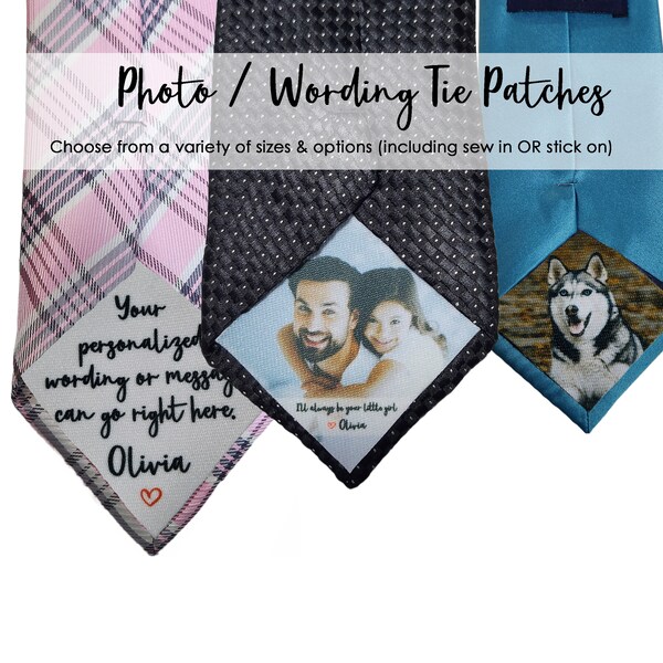 Photo Patch for Tie- Tie Photo Patch- Tie Photo Wedding- Wedding Tie Patch- Dad Tie Patch Wedding- Groom Tie Patch- Tie Photo Sticker