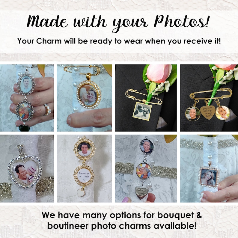 Memory Charm Memory Pin for Groom Memory Charm for Wedding Graduation Memorial Photo Brooch Wedding Rememberance Wedding Memorial Pin image 3