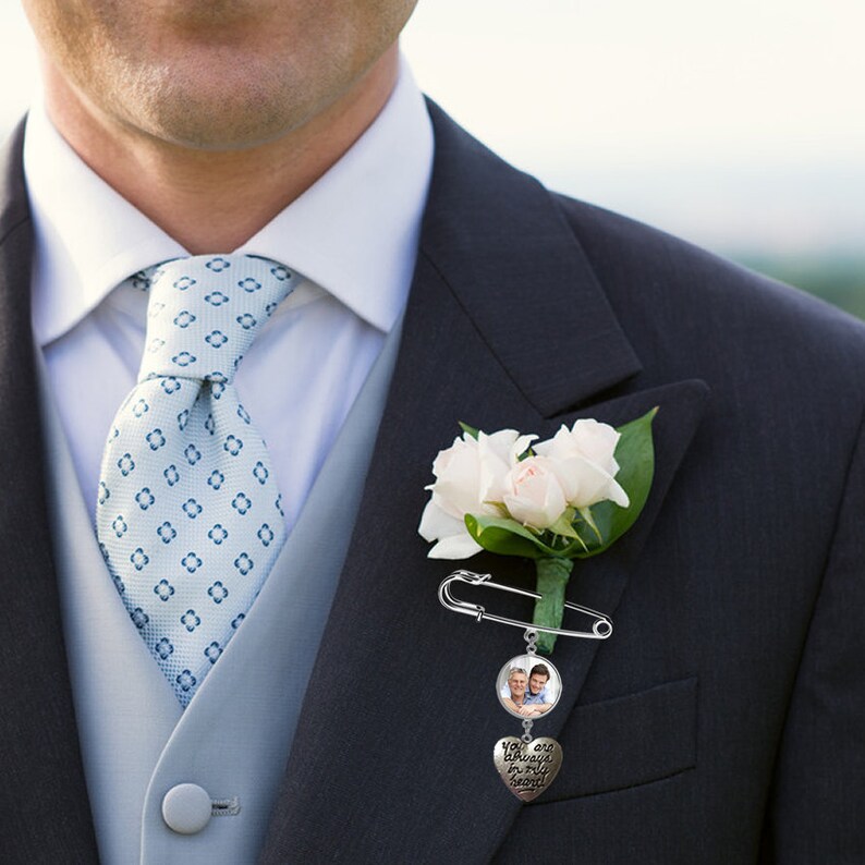 photo Inc En Boutonnière triple photo souvenir Charme Mariage Groom PIN