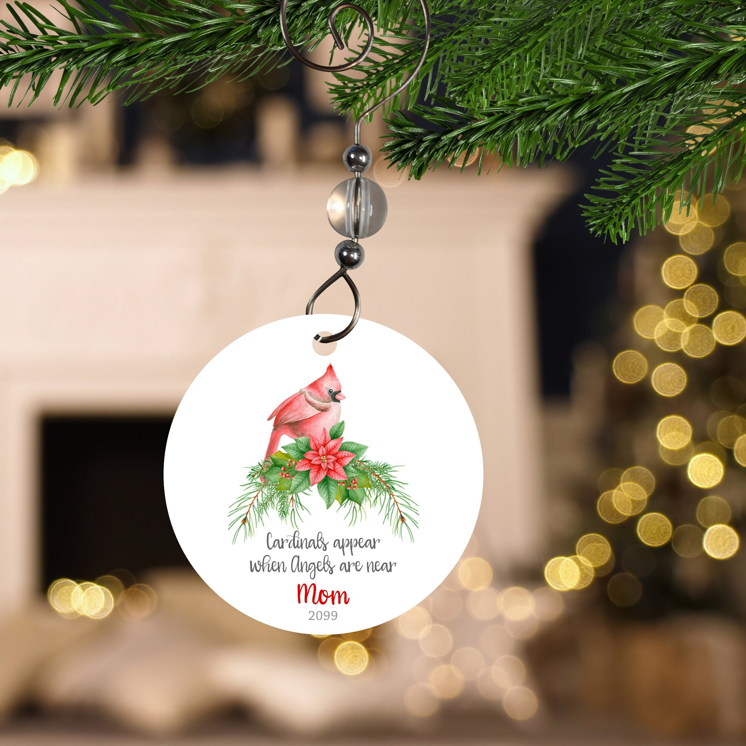 Cardinal Ornament- Cardinal Christmas Ornament- Memorial Ornaments- Memorial Ornaments Personalized- Memorial Gift Personalized