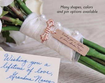 Engraved Handwriting Wedding Bouquet Charm,  Actual Handwriting Charm for Bride or Groom, Handwriting Wedding Charm