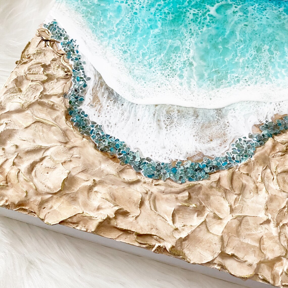 12 X 18 Resin Beach Wall Art on Wood Panel Resin Ocean Art Etsy