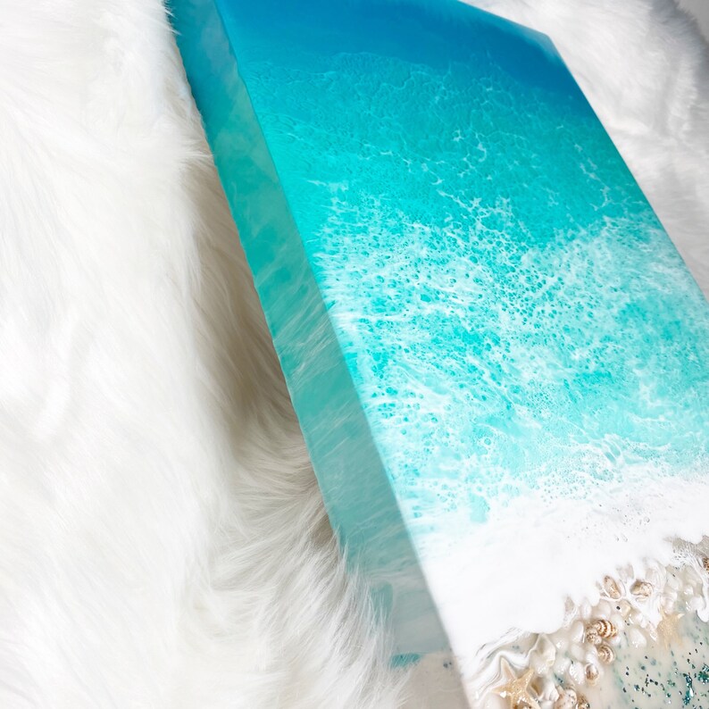 12 X 18 Resin Beach Wall Art on Wood Panel Resin Ocean Art Etsy