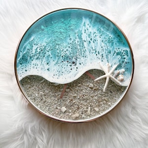 12 Inch Resin Ocean Clock with a Starfish and Crushed Coral from the Florida Keys