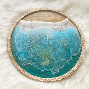 14 Inch Resin Beach Art Round, Resin Art, Beach Decor, Seascape, Coastal Art, Resin Art, Resin Ocean Art, Beach Decor, Sea Turtle