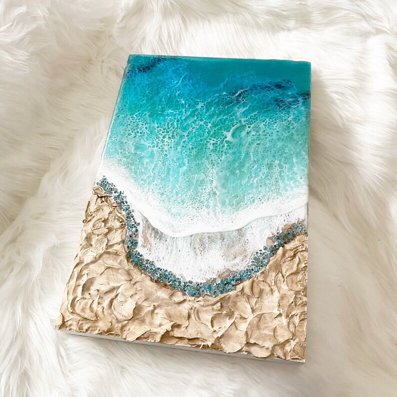 12 X 18 Resin Beach Wall Art on Wood Panel Resin Ocean Art Etsy