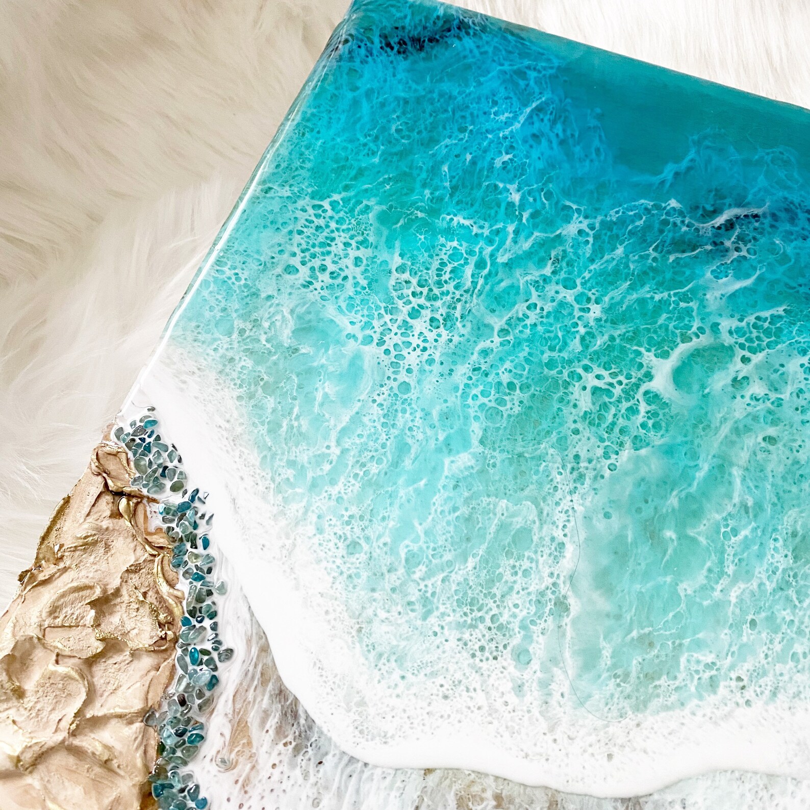 12 X 18 Resin Beach Wall Art on Wood Panel Resin Ocean Art Etsy