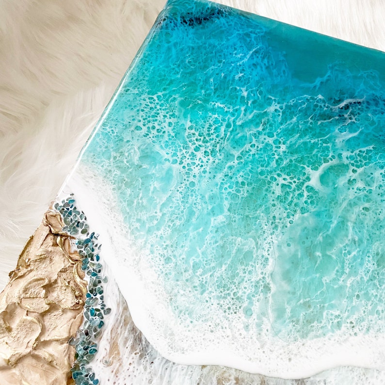 12 X 18 Resin Beach Wall Art on Wood Panel Resin Ocean Art Etsy