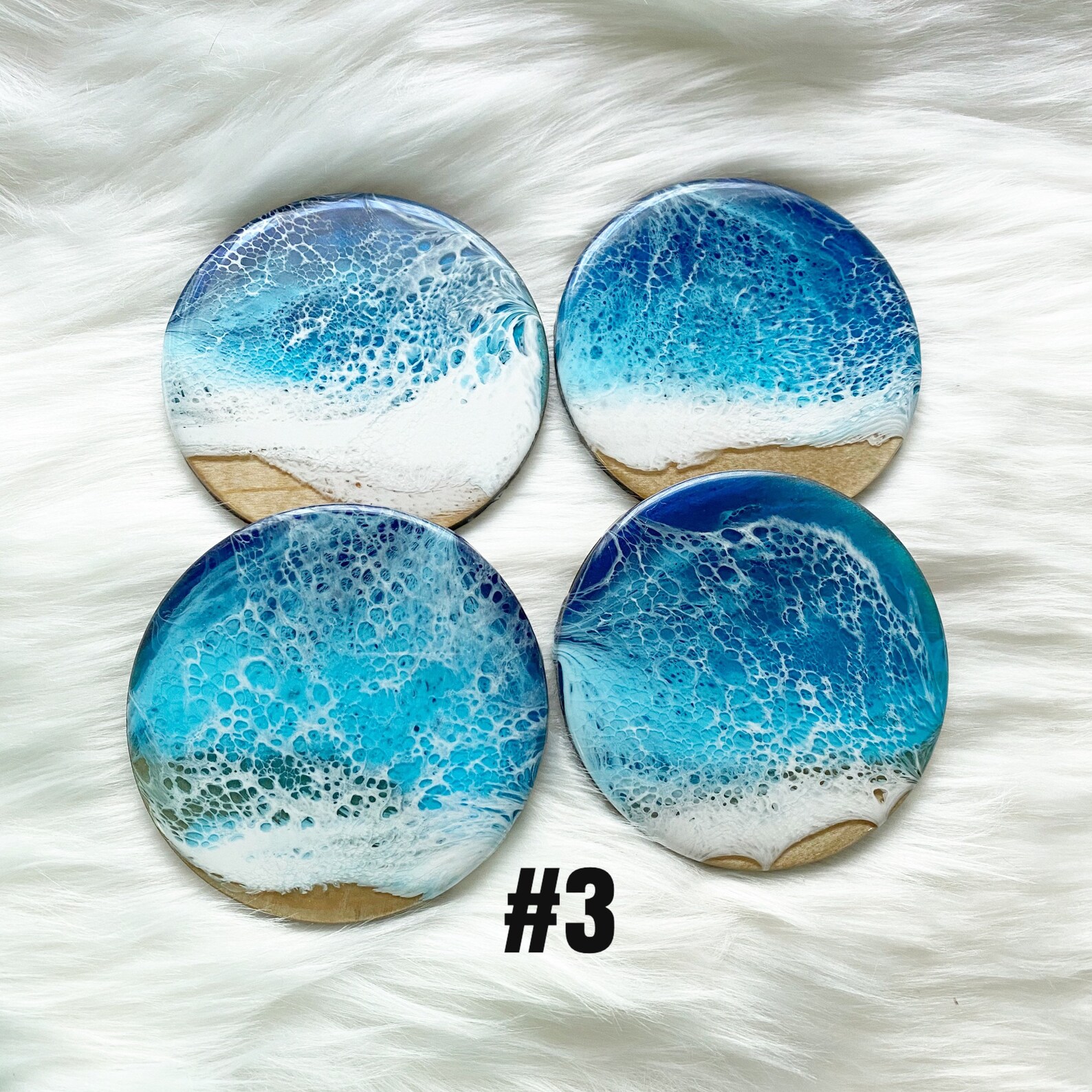 Resin Beach Coasters Ocean Coasters Resin Coasters Round Etsy