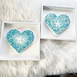 Glass Mosaic Ocean Heart, Mosaic Art, Beach Decor, Starfish, Nautical, Wall Art. Ocean Art, Glass Art, Mosaic