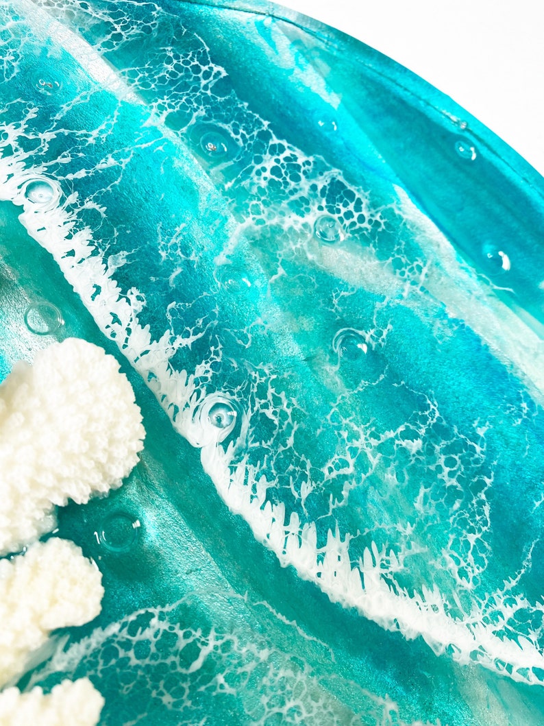 12 Resin Ocean Art on Sculpted Panel With Coral Resin Beach Etsy