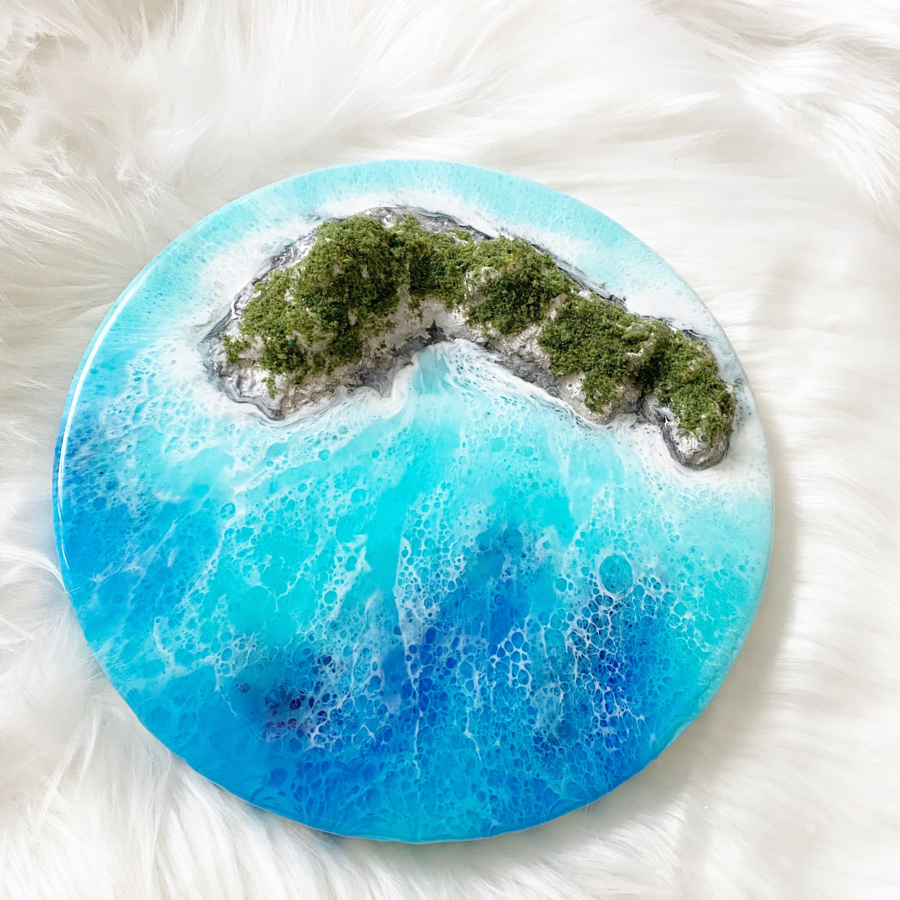 10 Resin Beach Island Art Round Resin Art Beach Decor Etsy