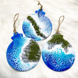 3.6” Resin Ocean Christmas Ornaments, Beach Ornaments, Ocean Ornaments, Resin Art, Resin Beach, Christmas Ornaments, Coastal, Hawaii