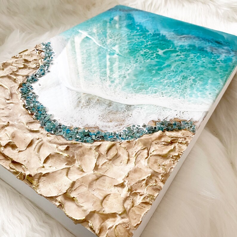 12 X 18 Resin Beach Wall Art on Wood Panel Resin Ocean Art Etsy