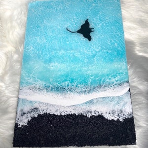 12” x 18” Resin Beach Wall Art on Wood Panel, Resin Ocean Art, Beach Decor, Wave Art, Resin Art, Coastal Decor, Ocean Wall Art,
