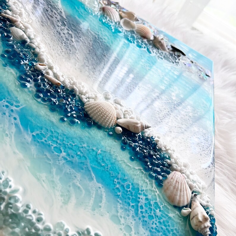 12 X 18 Resin Beach Wall Art on Wood Panel Resin Ocean Art Etsy