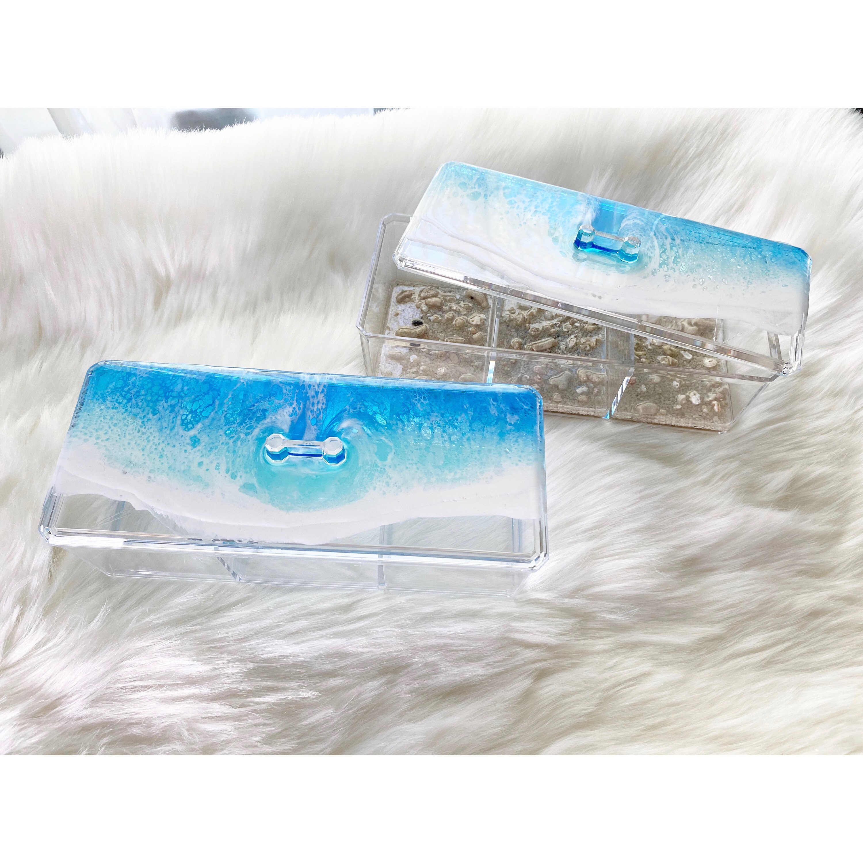 Caja de almacenamiento acrílico de resina oceánica arte de | Etsy