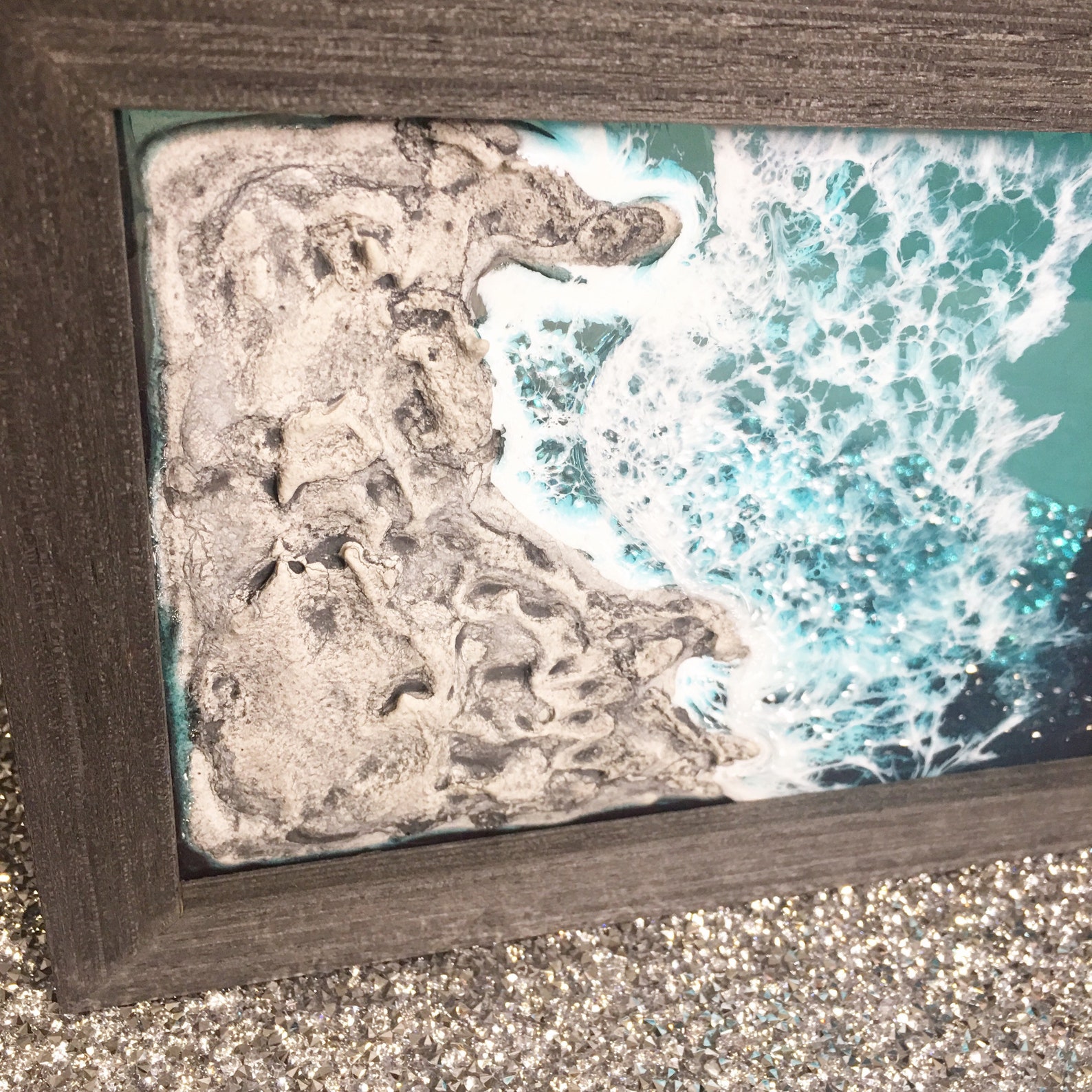 Framed Resin Beach Art with Rocky Coast/Resin Art/Epoxy Etsy