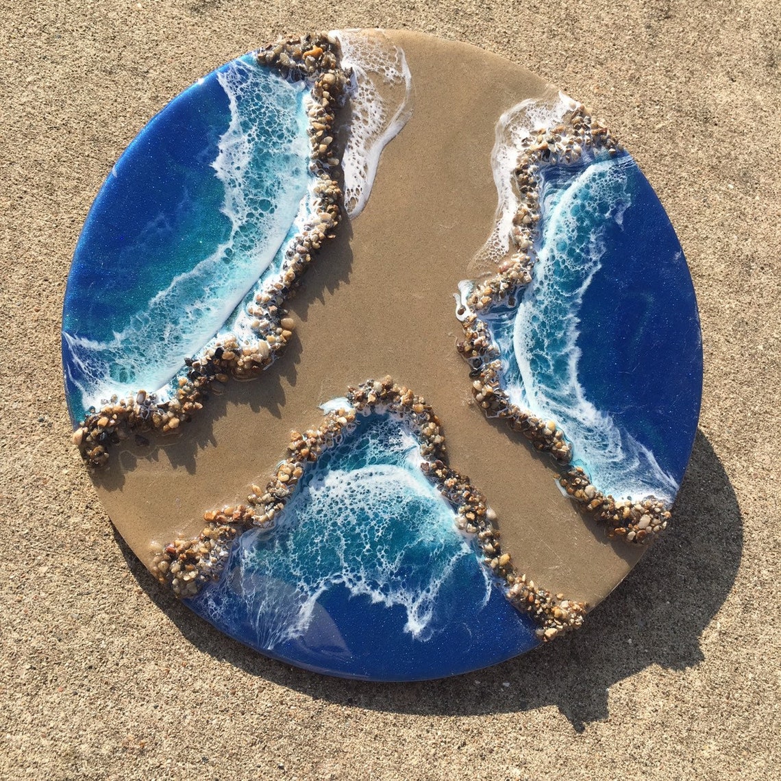 12 Resin Beach Art Round/Epoxy Art/Resin Art/3D Etsy