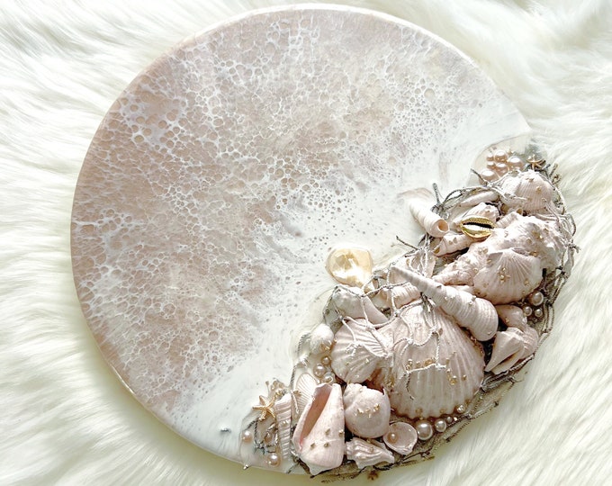Reshin Shell 12 Inch Resin Ocean Shell Cluster Round Wall Plaque, Resin Ocean ...