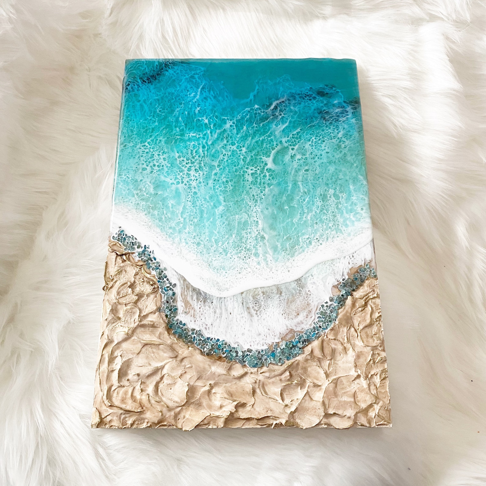 12 X 18 Resin Beach Wall Art on Wood Panel Resin Ocean Art Etsy
